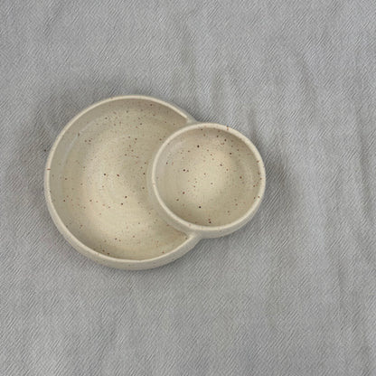 olive dish - speckled white