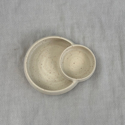 olive dish - speckled white