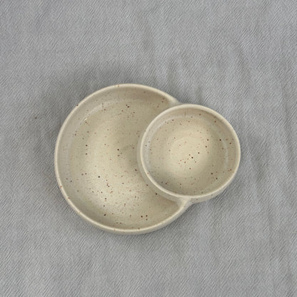olive dish - speckled white
