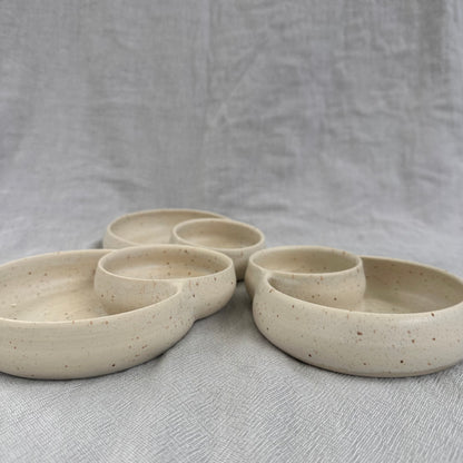 olive dish - speckled white