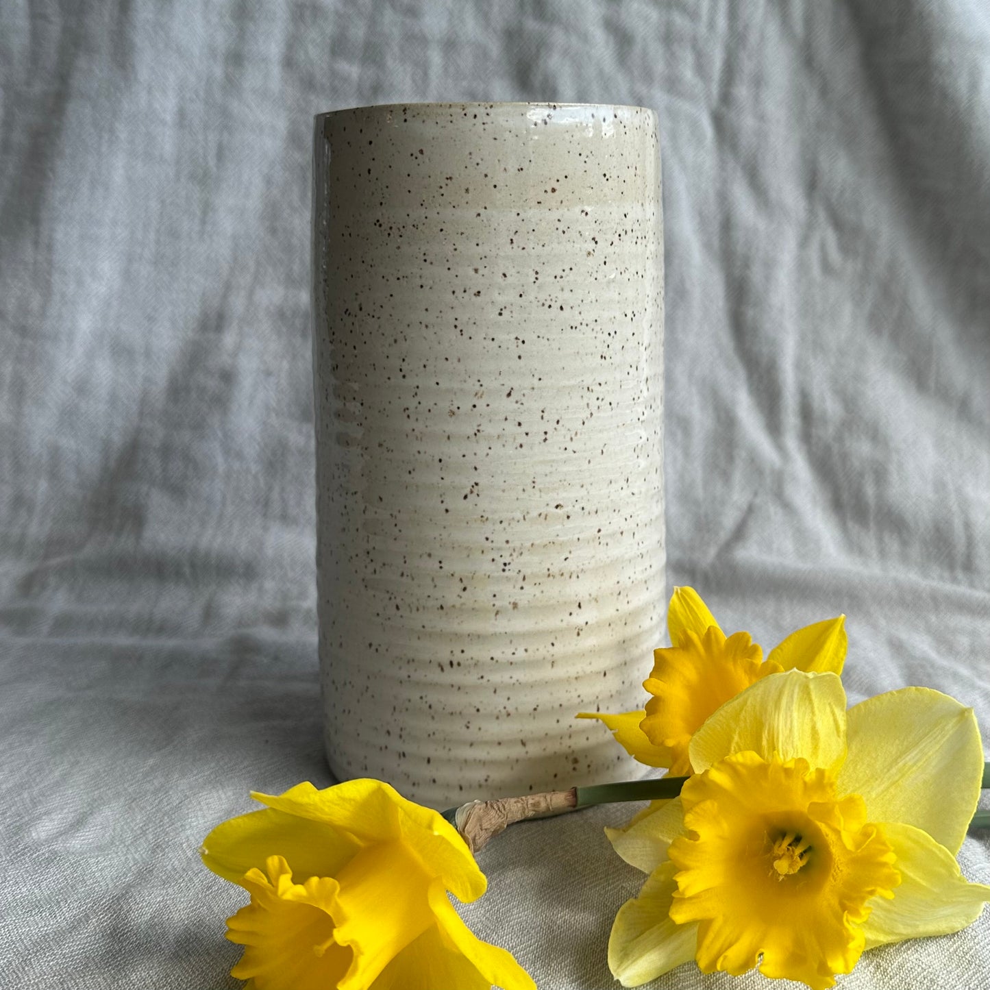 glossy speckled vase