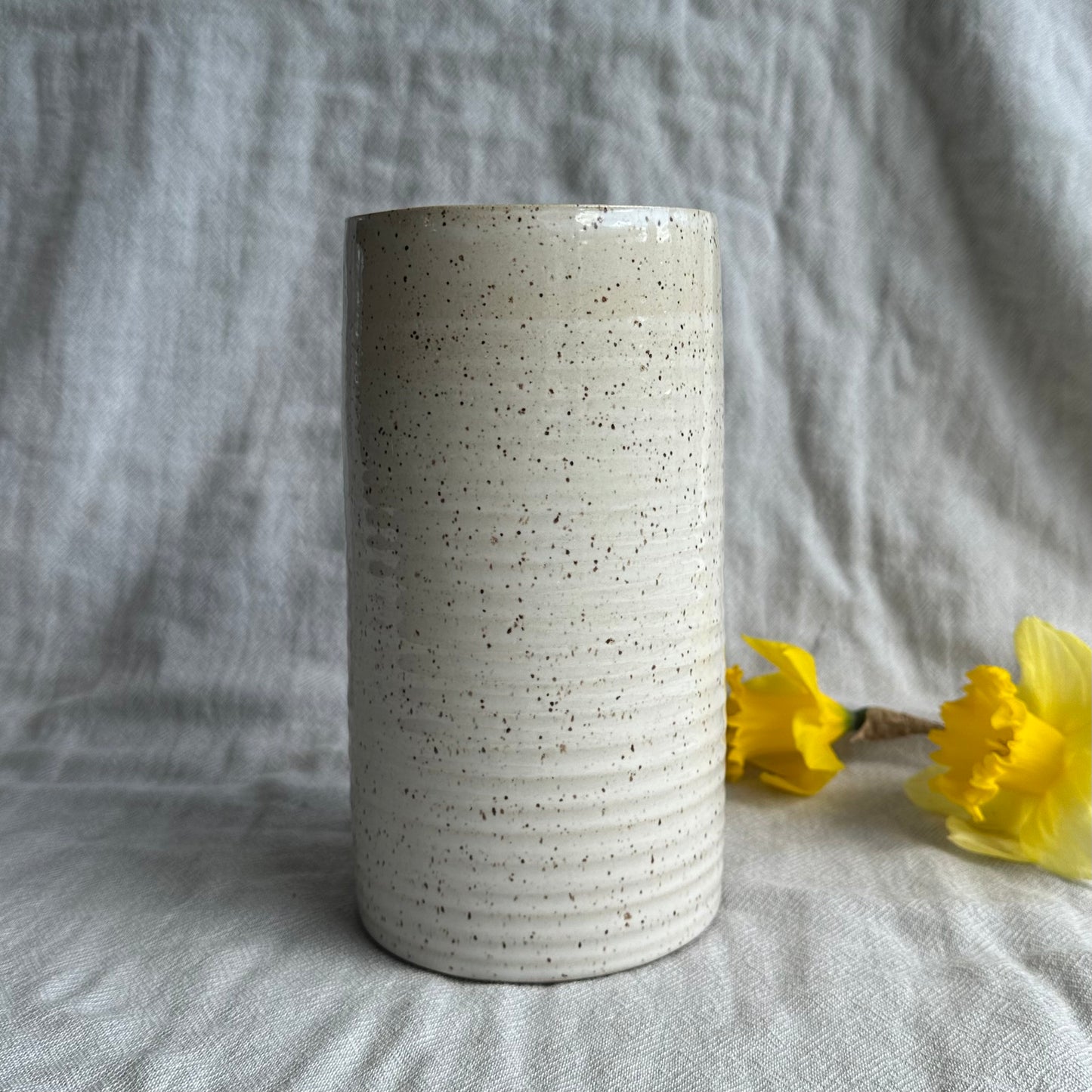 glossy speckled vase