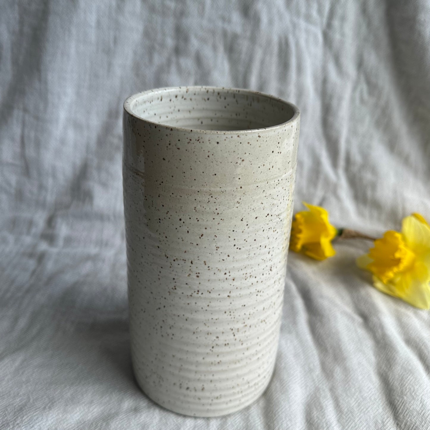 glossy speckled vase