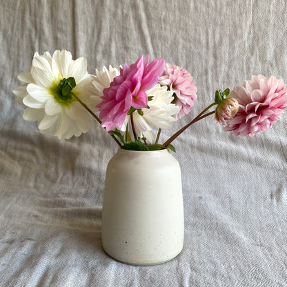 matte white vase with speckle