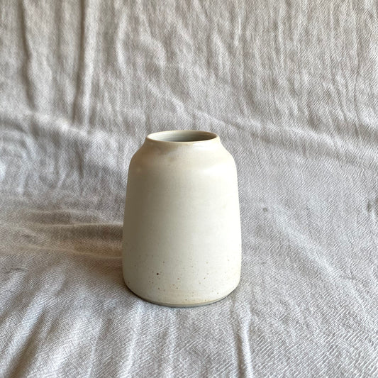 matte white vase with speckle