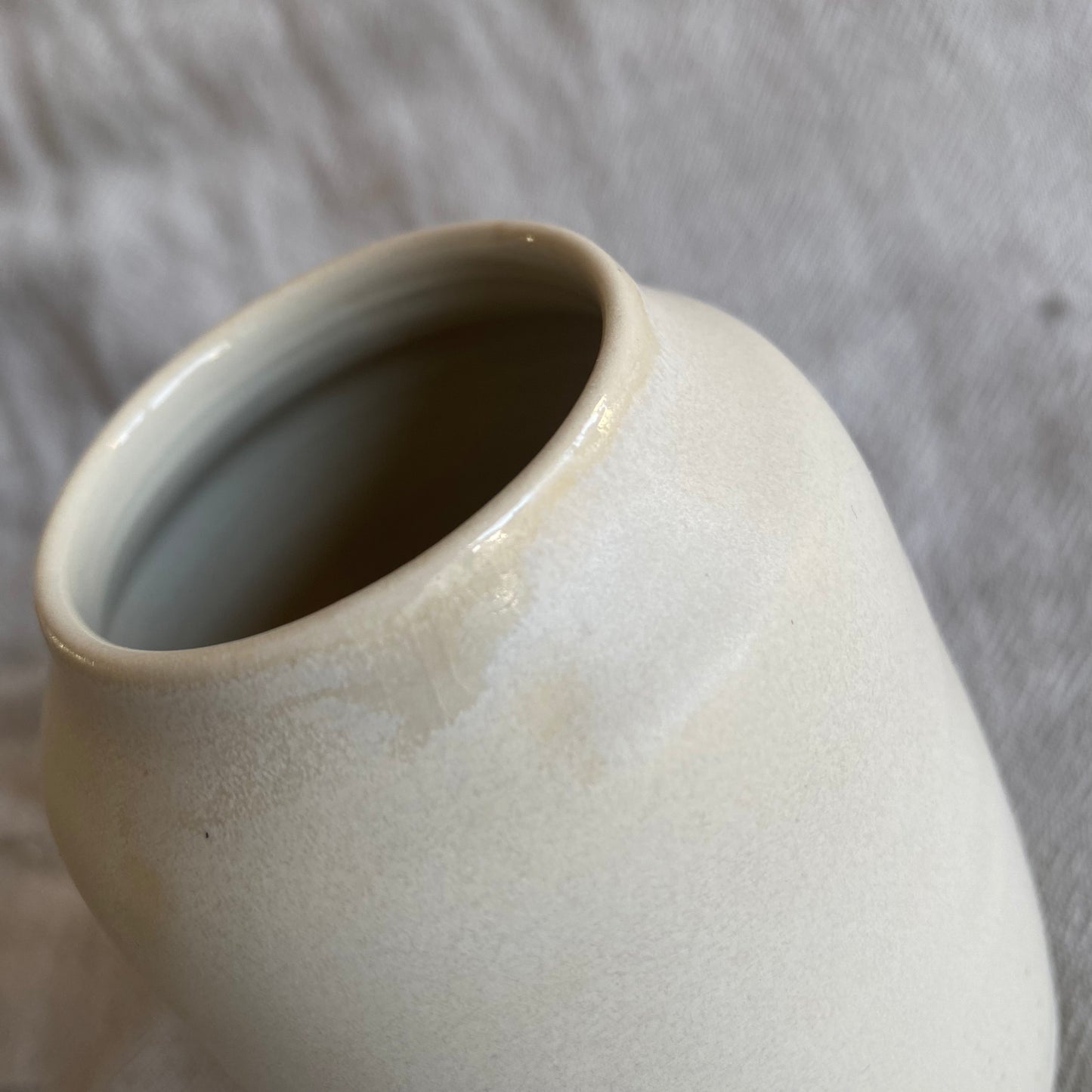 matte white vase with speckle